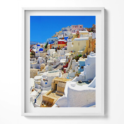 Tablou living cu rama Grecia Santorini