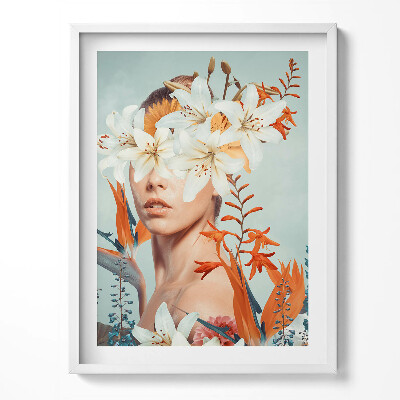 Tablou living cu rama Femeie abstractă cu flori