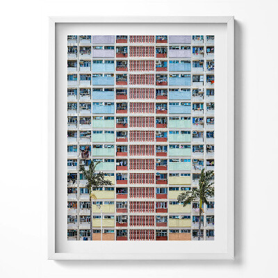 Tablou living cu rama Clădire colorată Hong Kong