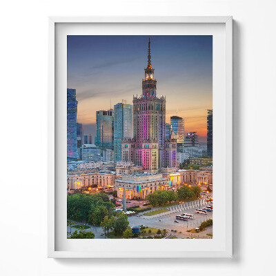 Tablou living cu rama Panoramă apus de soare Varșovia