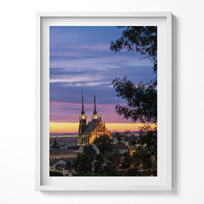 Tablou living cu rama Răsărit de soare Brno