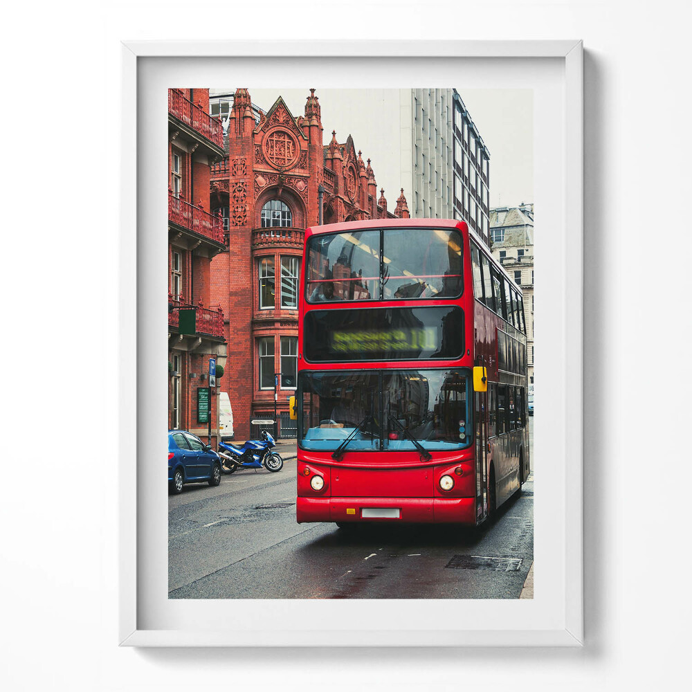 Tablou living cu rama Autobuz în Birmingham, Marea Britanie