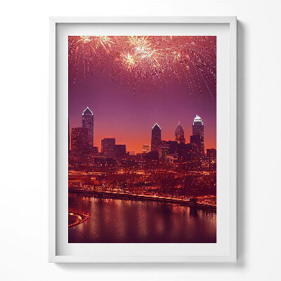 Tablou rama Focuri de artificii în Philadelphia, noaptea