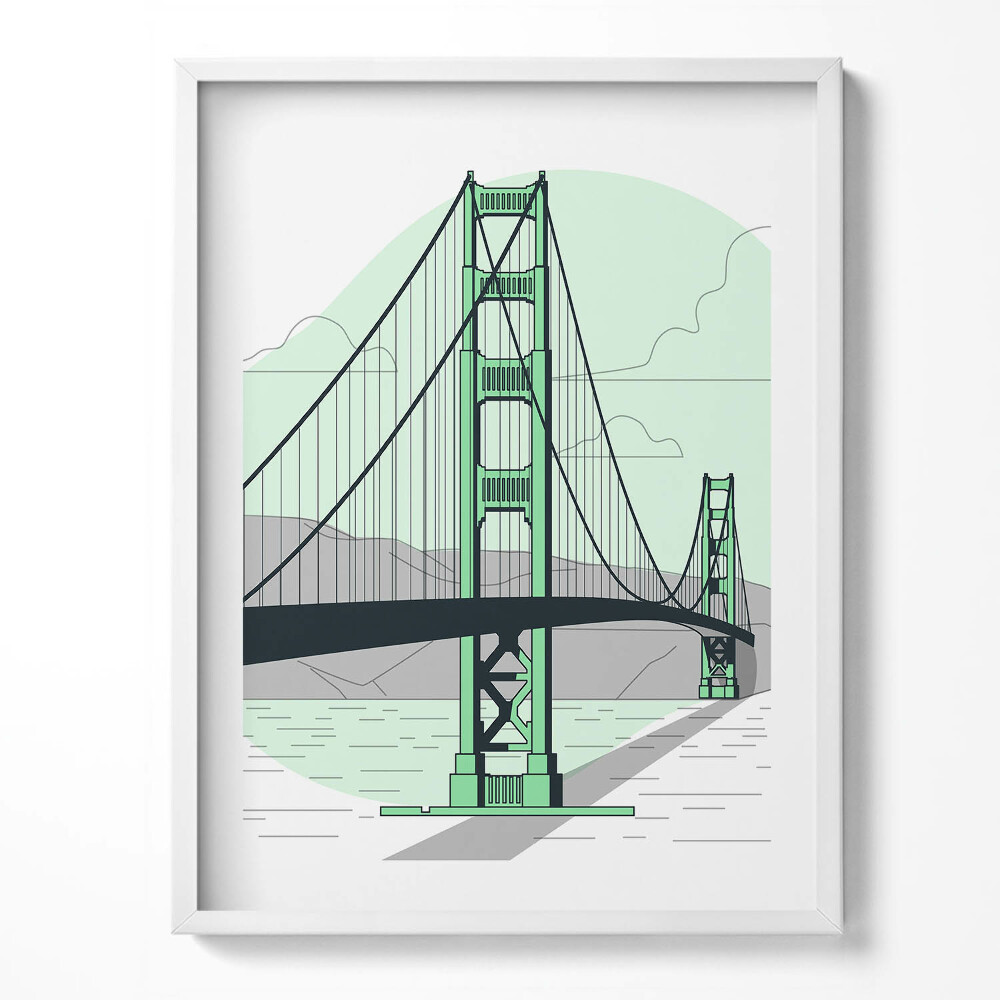 Tablou rama Desen al Podului Golden Gate