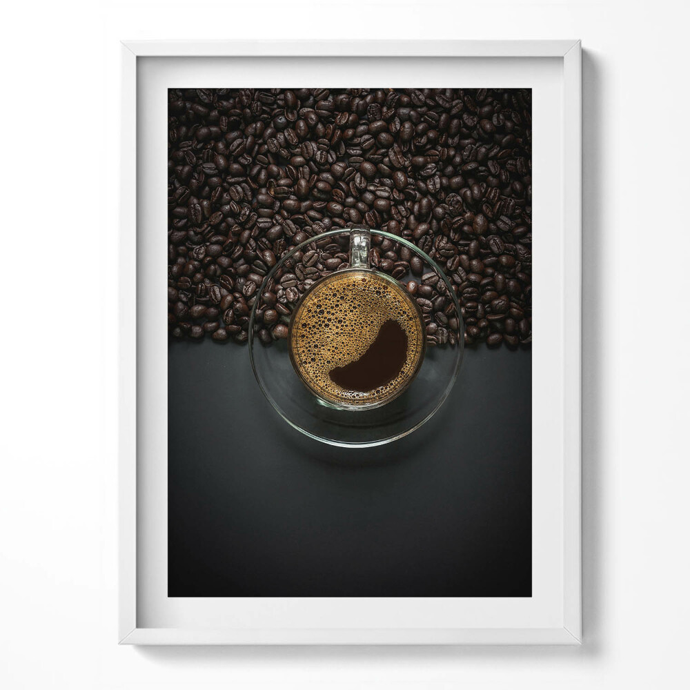 Tablou living cu rama Cafea și boabe