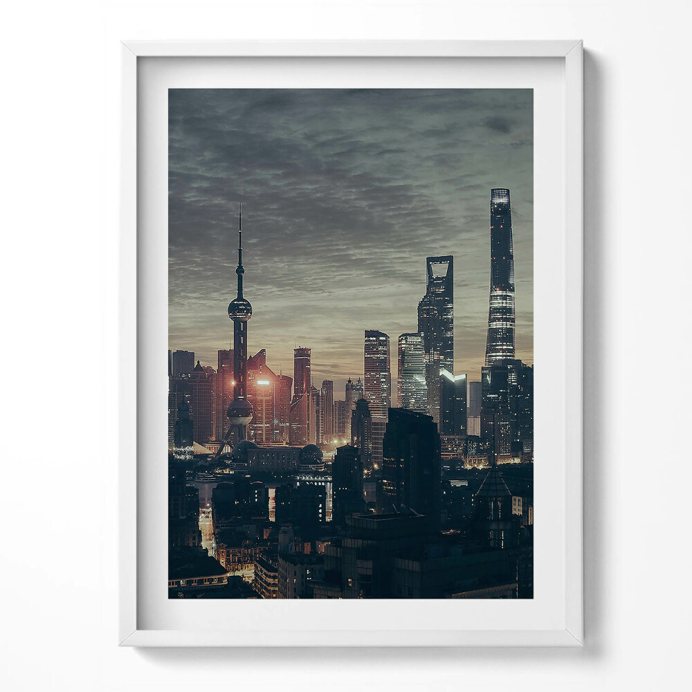 Tablou rama Panoramă a orașului Shanghai noaptea