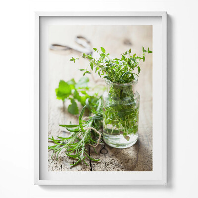 Tablou rama Ierburi într-un borcan pe lemn
