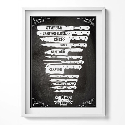Tablou living cu rama Tipuri de cuțite în bucătărie