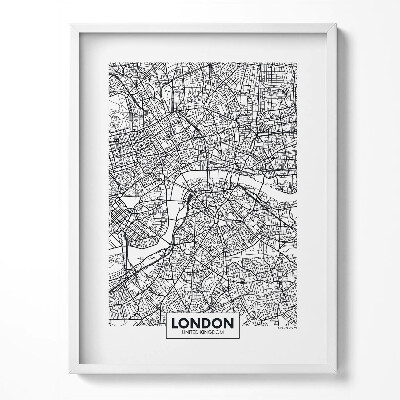 Tablou living cu rama Harta orașului Londra, Anglia