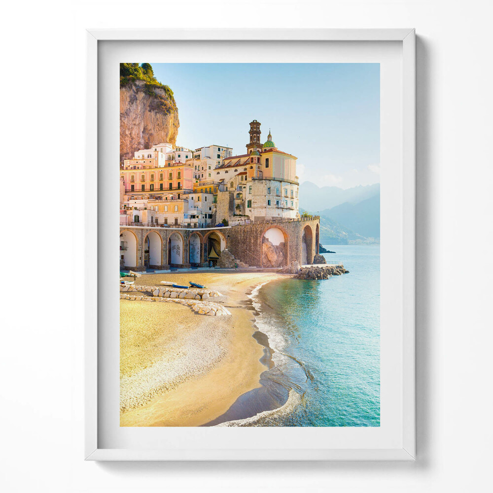 Tablou living cu rama Coastă cu plajă și mare Italia