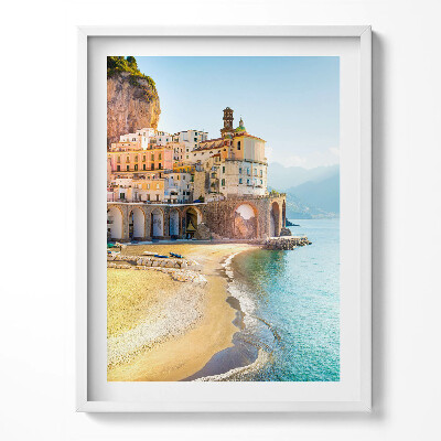 Tablou living cu rama Coastă cu plajă și mare Italia