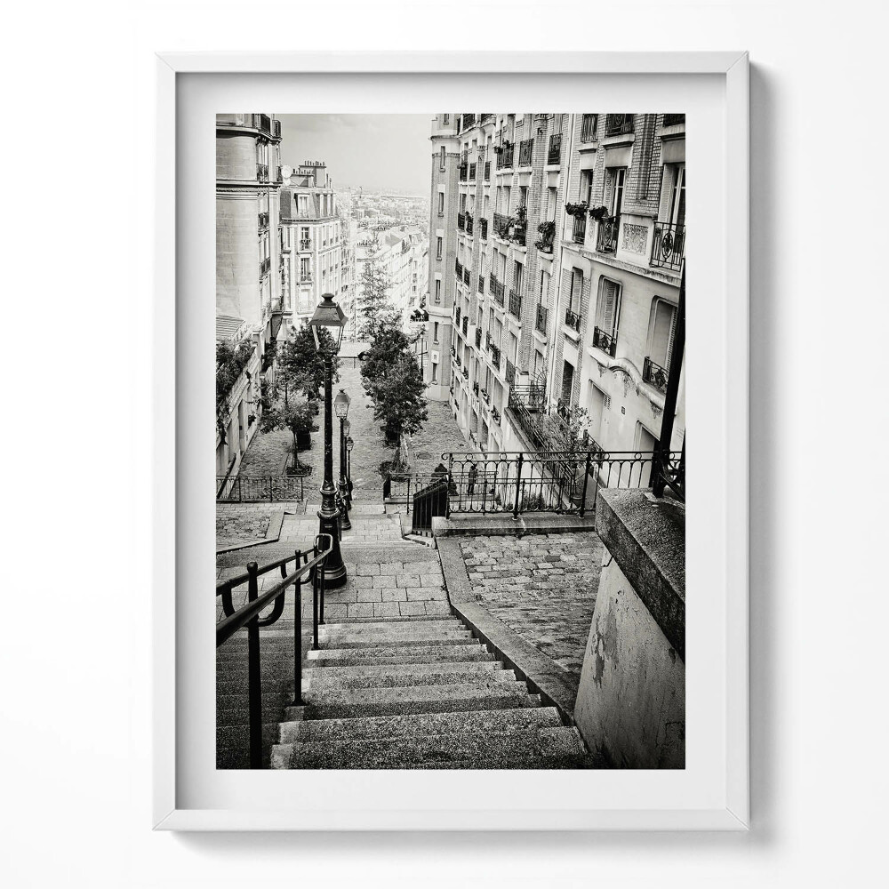 Tablou living cu rama Vedere alb-negru a unei străzi a orașului