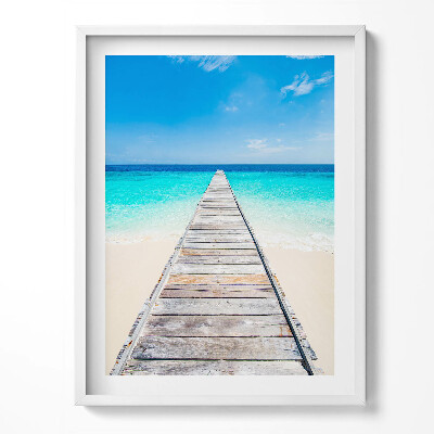 Tablou living cu rama Peisaj cu dig de lemn și ocean