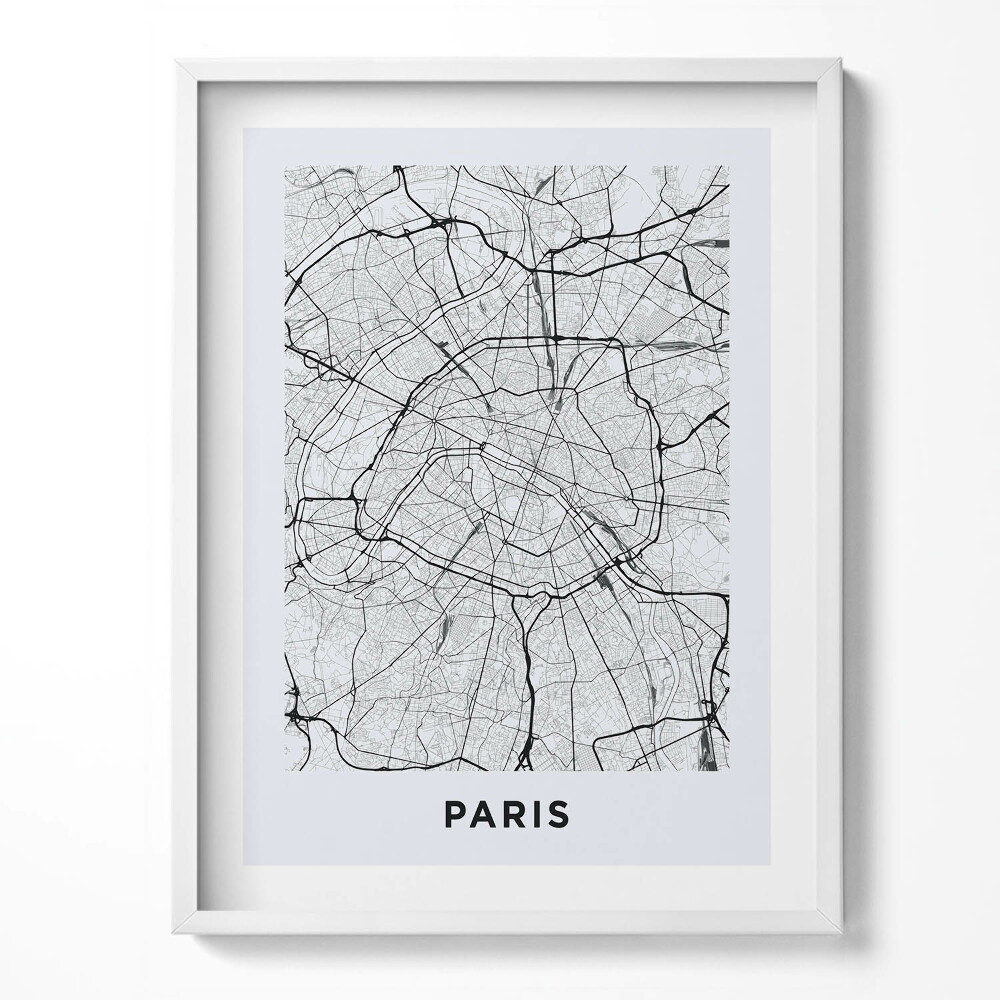 Tablou rama Harta orașului Paris, Franța