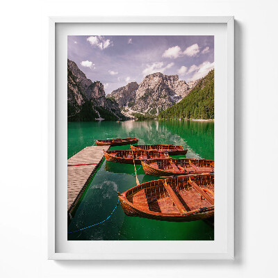 Tablou rama Bărci de lemn pe un lac din munți