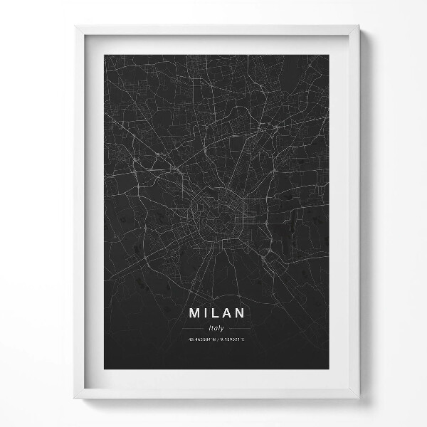Tablou rama Harta orașului Milano, Italia