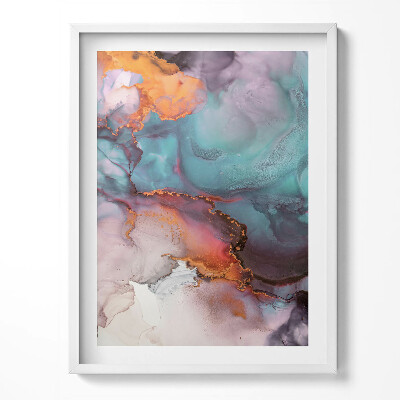 Tablou living cu rama Rezumat lichid cu aur