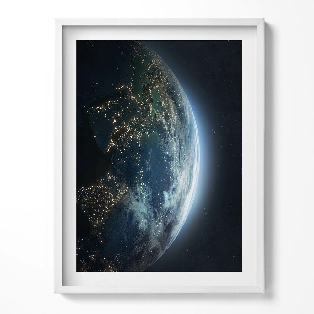 Tablou living cu rama Planeta Pământ văzută din spațiu