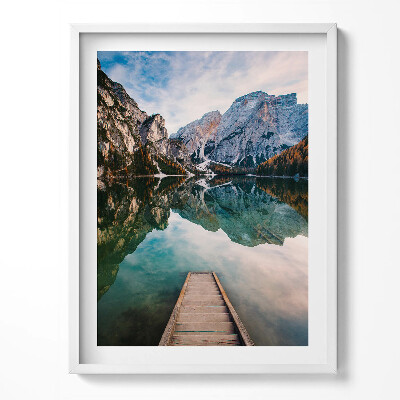 Tablou living cu rama Vedere asupra munților, lacului și pădurilor