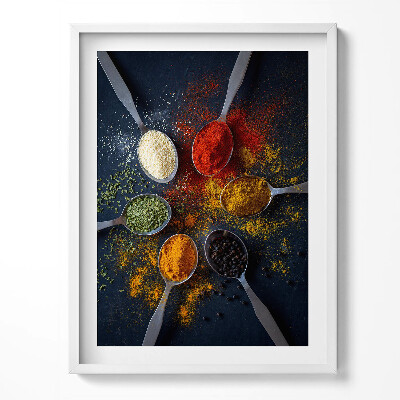 Tablou living cu rama Linguri cu condimente colorate pentru bucătărie