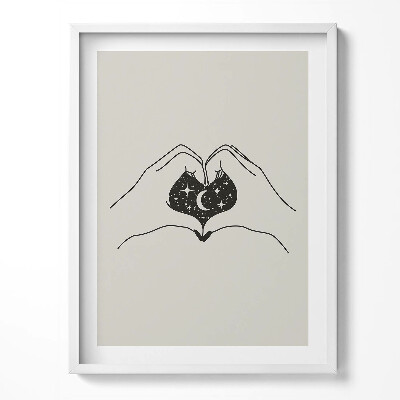 Tablou living cu rama Inimă de palmier și spațiu - ilustrație