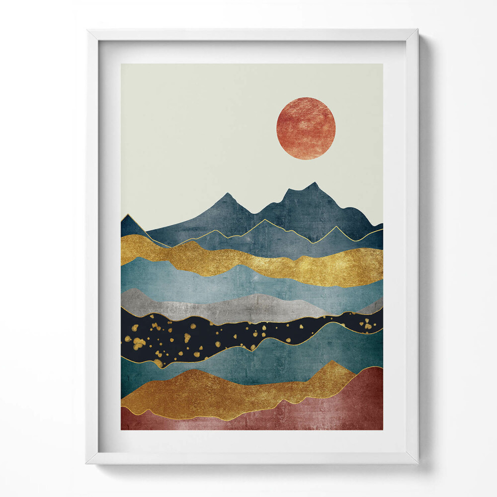 Tablou rama Peisaj abstract cu munți și soare colorați