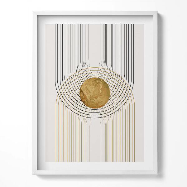 Tablou living cu rama Forme minimaliste abstracte boho cu aur
