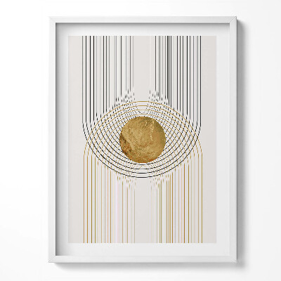 Tablou living cu rama Forme minimaliste abstracte boho cu aur