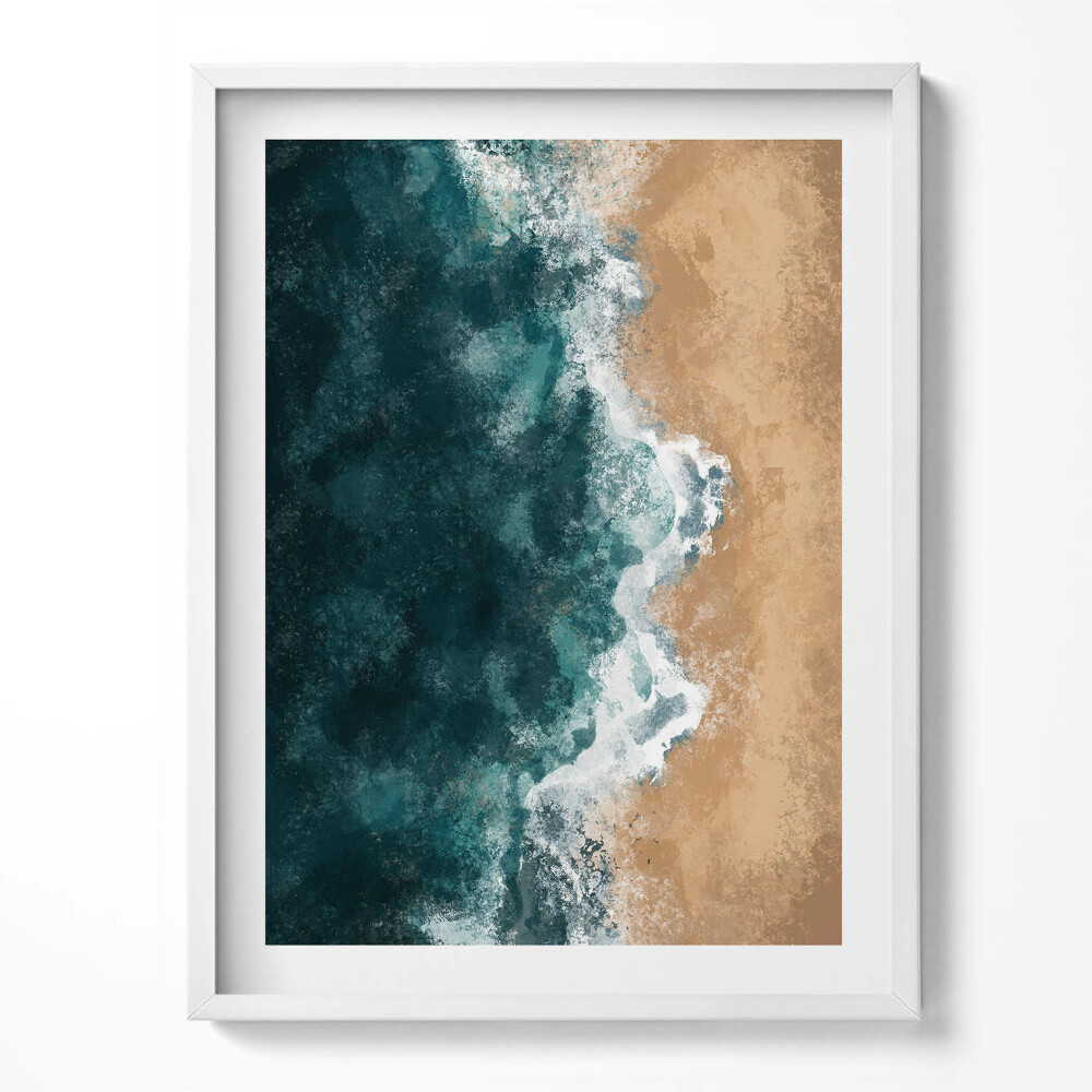 Tablou living cu rama Ilustrație aeriană a valurilor mării și a plajei