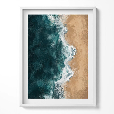 Tablou living cu rama Ilustrație aeriană a valurilor mării și a plajei