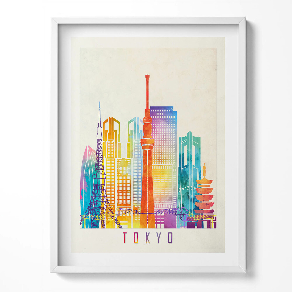 Tablou rama O ilustrație colorată a orașului Tokyo din Japonia