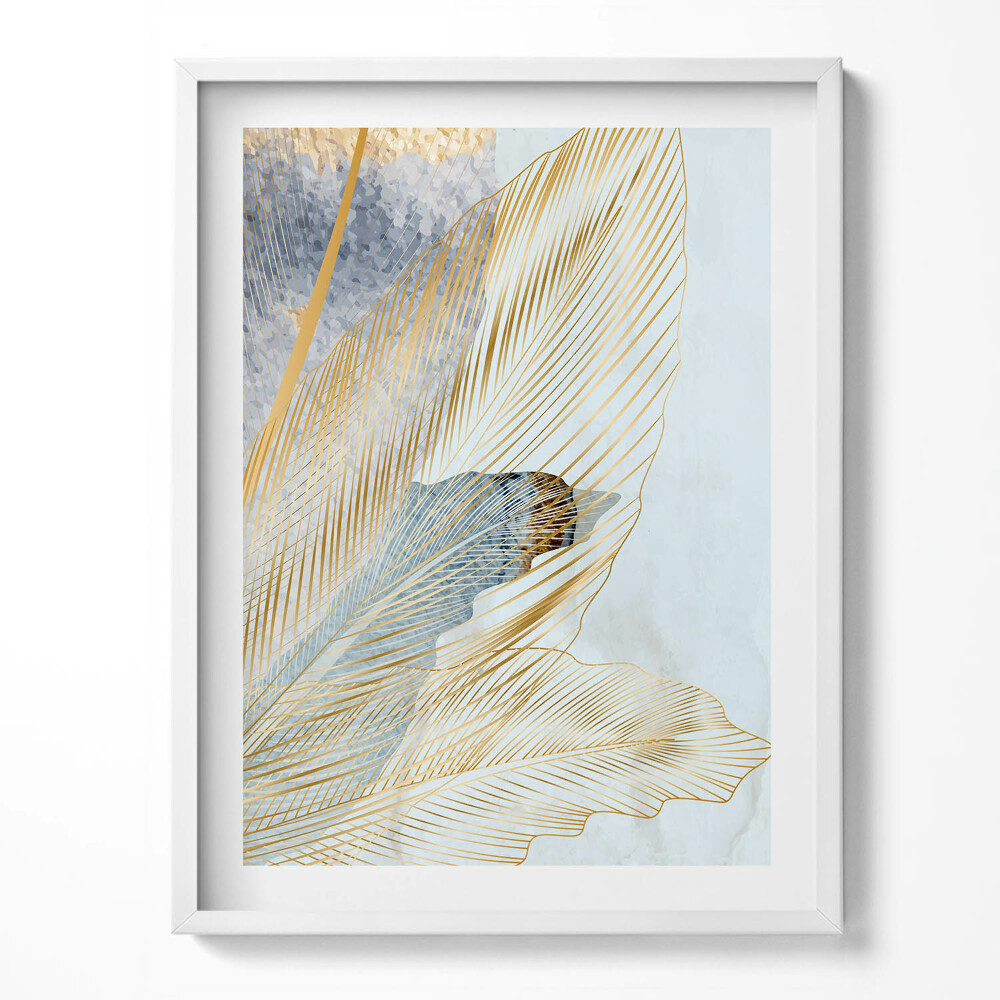 Tablou rama Frunze de bananier glamour cu aur