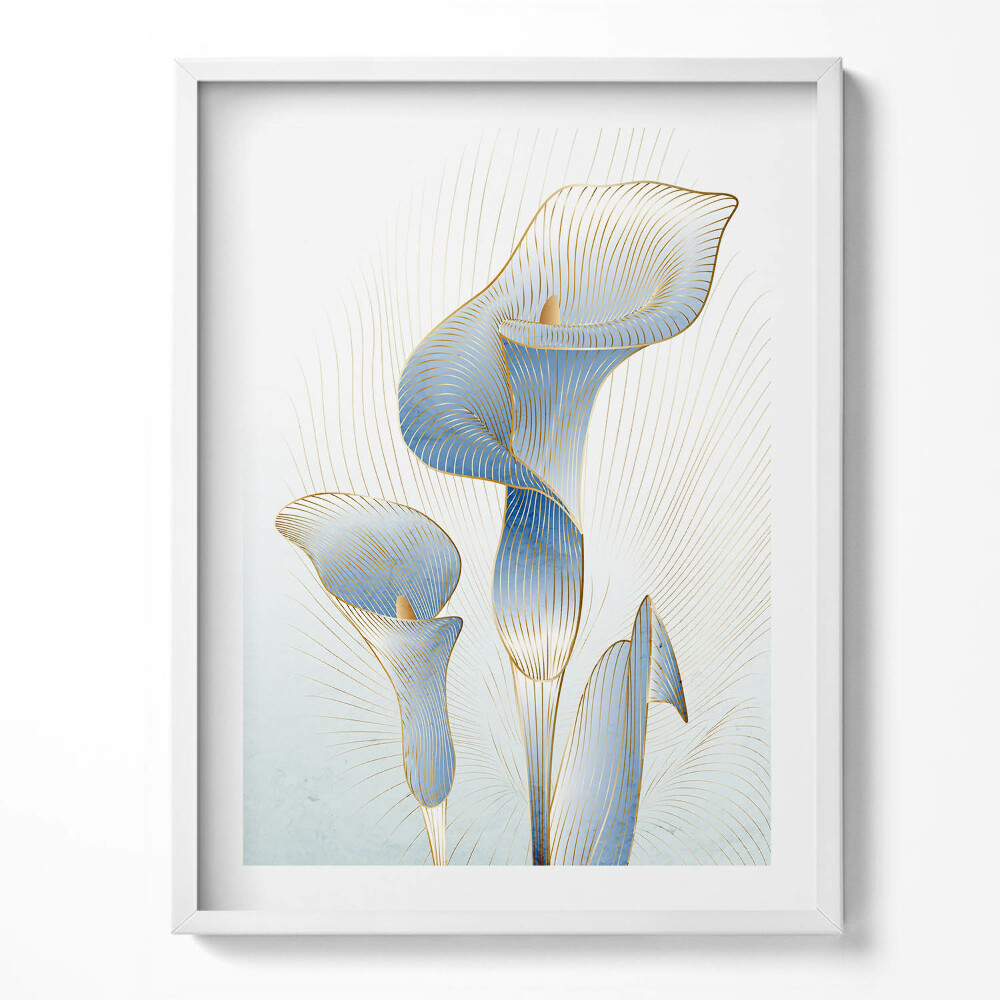 Tablou rama Ilustrație cu flori aurii