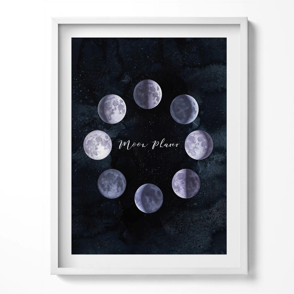 Tablou living cu rama Ilustrație a fazelor lunii