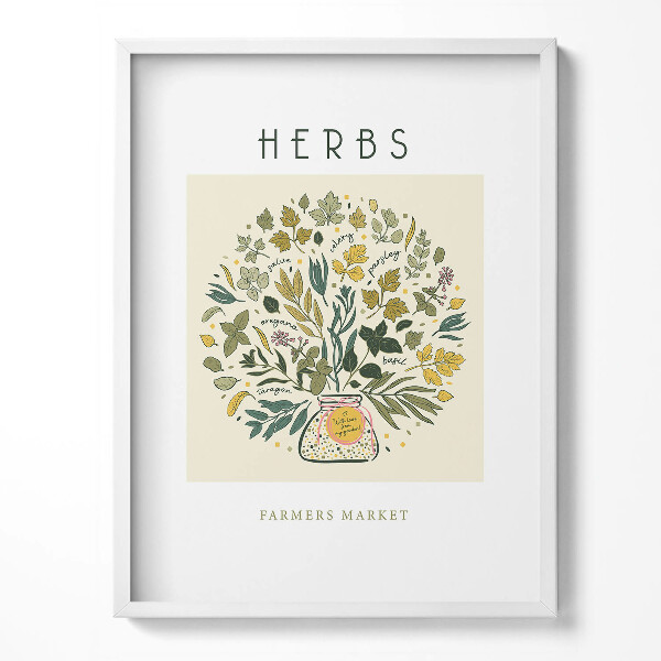 Tablou living cu rama Ilustrație cu plante medicinale