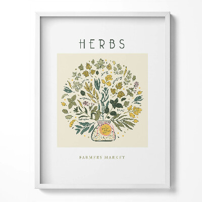 Tablou living cu rama Ilustrație cu plante medicinale