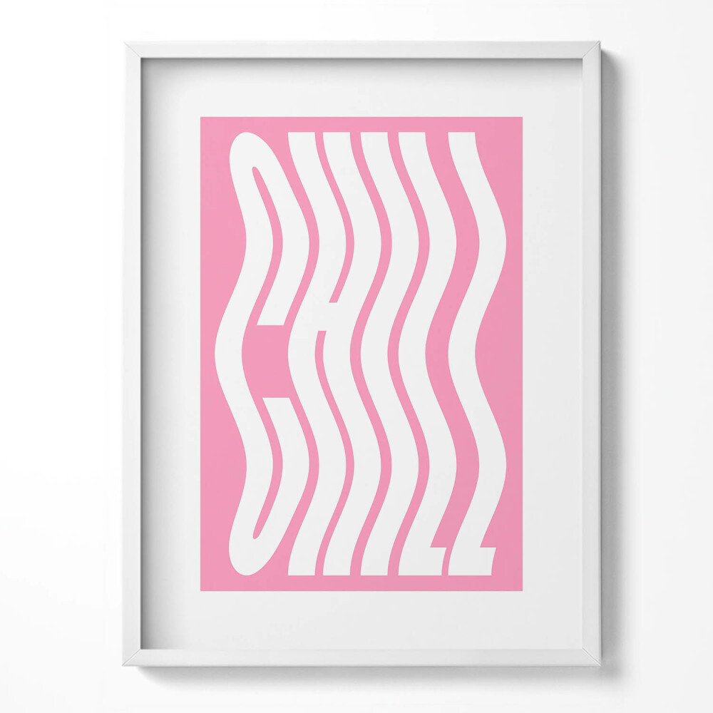 Tablou living cu rama Litere ondulate «"Relaxați-vă"»