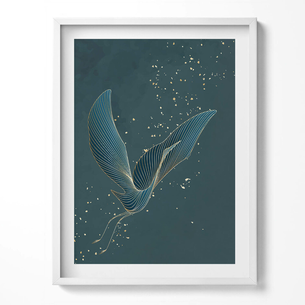 Tablou living cu rama Macara abstractă în aur