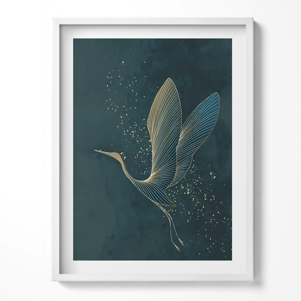 Tablou living cu rama Macara abstractă în aur