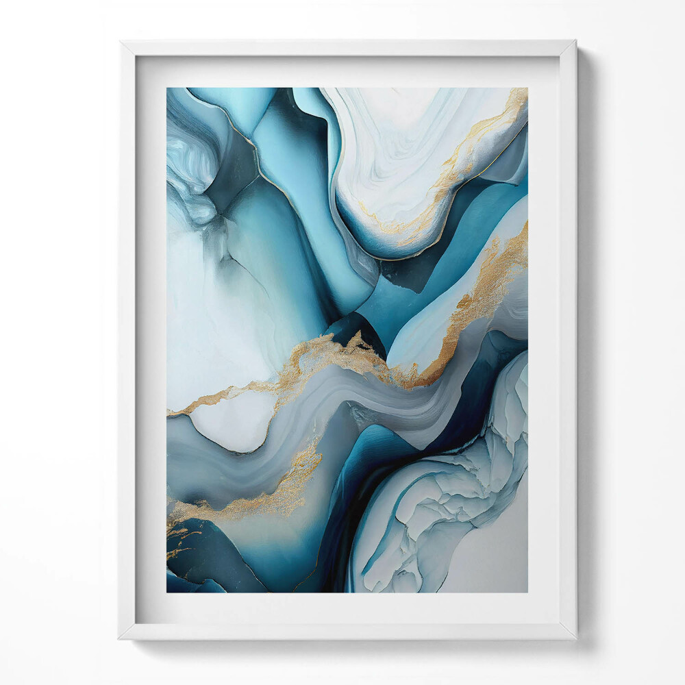 Tablou living cu rama Textură de marmură lichidă cu aur