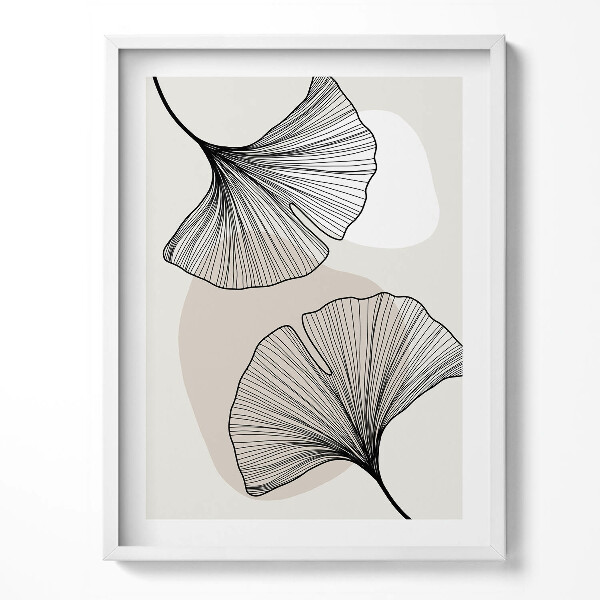 Tablou living cu rama Frunze liniare de ginkgo în stil boho