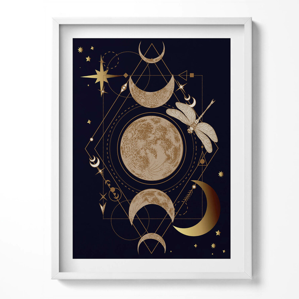 Tablou living cu rama O compoziție magică de spațiu și libelulă