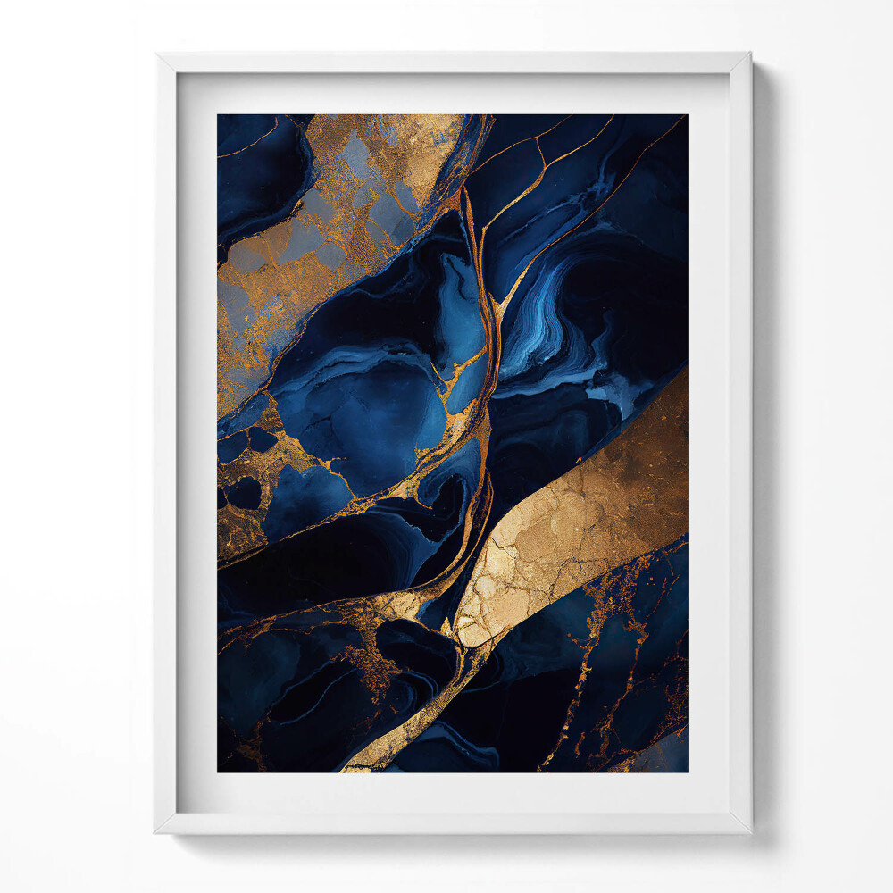 Tablou living cu rama Textură abstractă de marmură și aur
