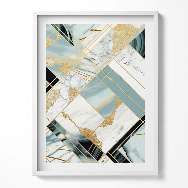 Tablou living cu rama Abstracție geometrică cu aur