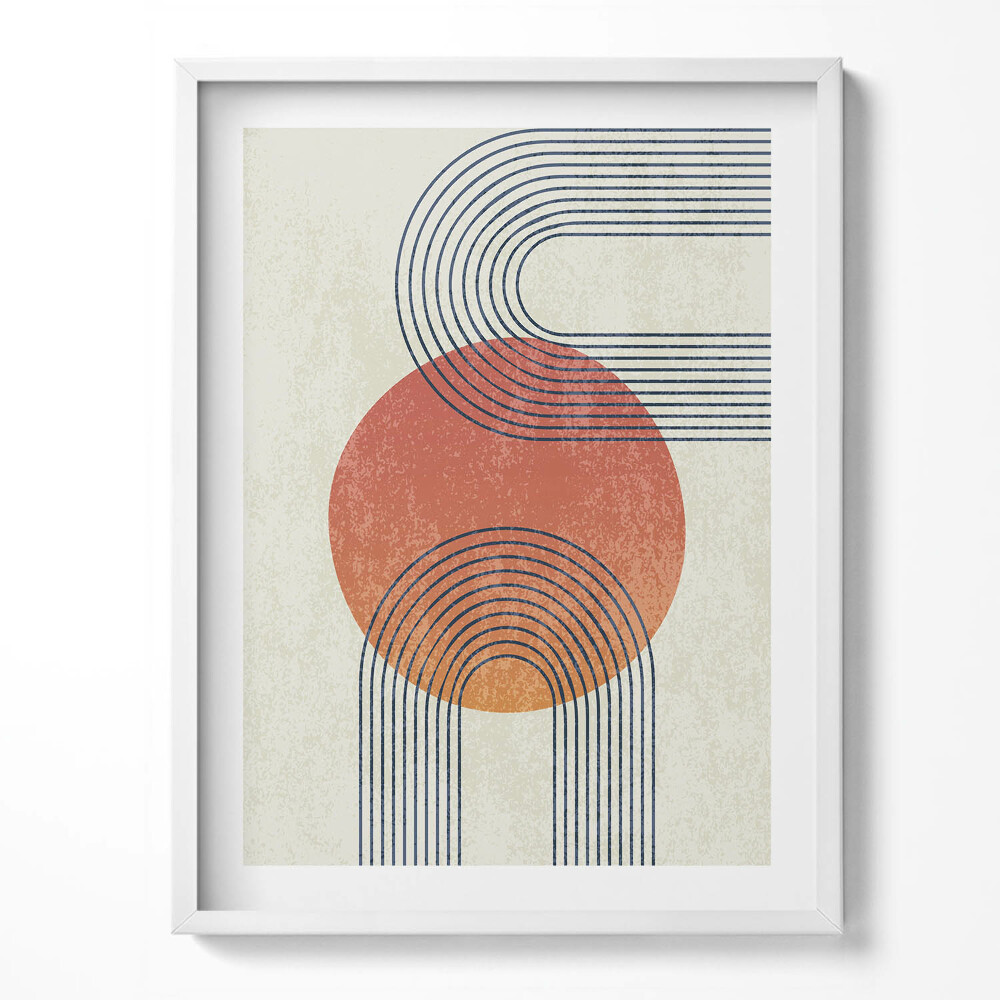 Tablou living cu rama Linii și cercuri de artă modernă