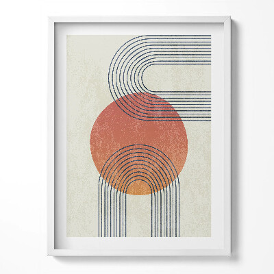 Tablou living cu rama Linii și cercuri de artă modernă
