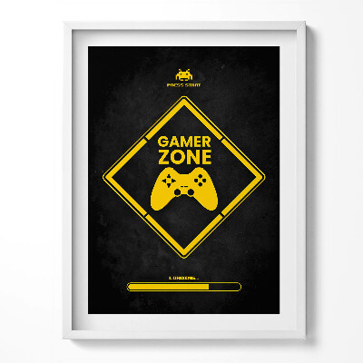 Tablou living cu rama „Indicator Gamer Zone pentru camera jucătorului”