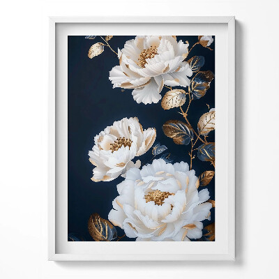 Tablou rama Flori albe frumoase într-un stil glamour