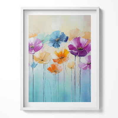 Tablou living cu rama Flori colorate pictate