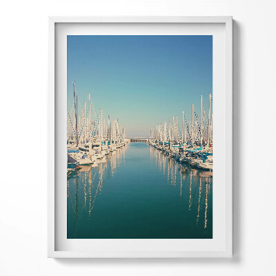 Tablou living cu rama Bărci pe apa lacului